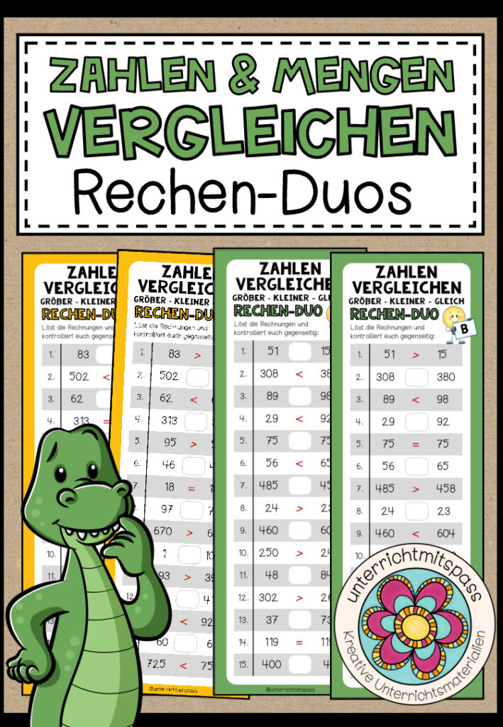ZAHLEN VERGLEICHEN (Zahlenraum N) – 3 Rechen-Duos