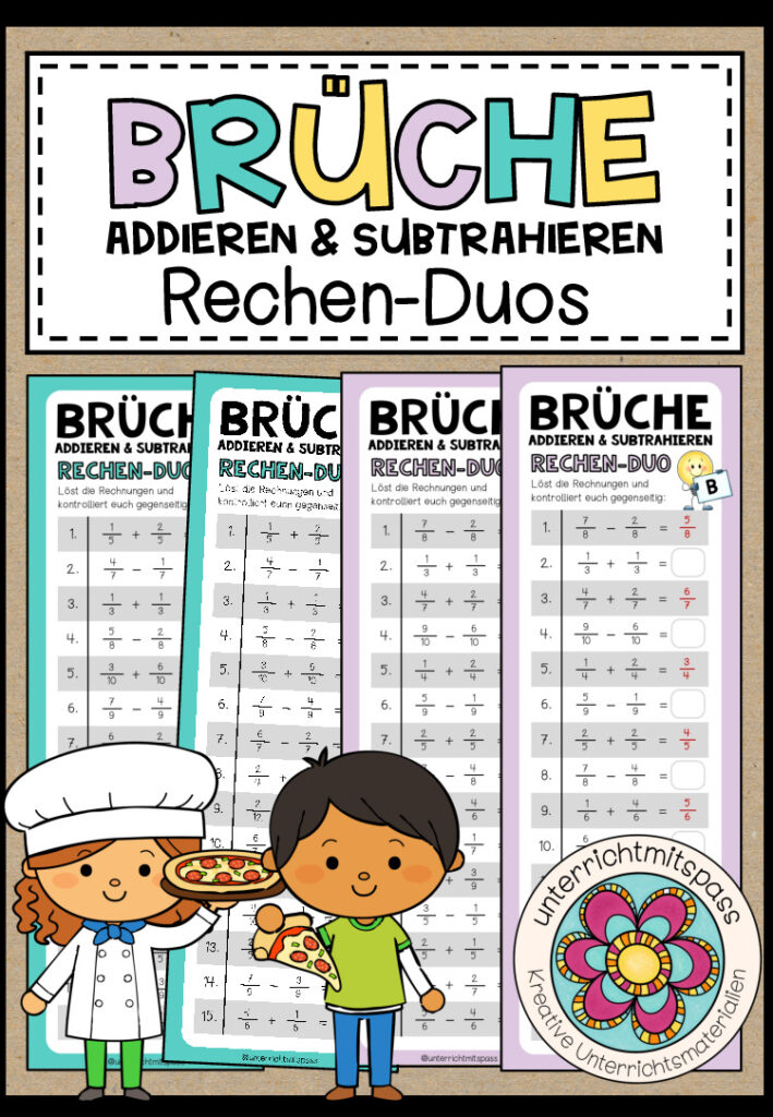 BRÜCHE ADDIEREN & SUBTRAHIEREN – 3 Rechen-Duos