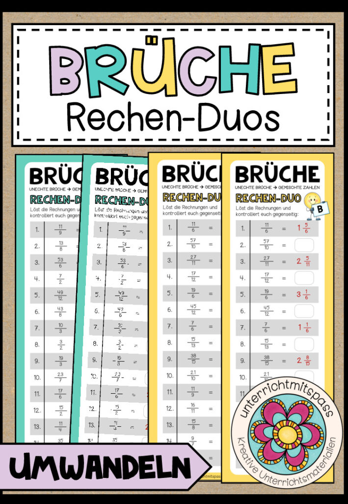 BRÜCHE UMWANDELN – 3 Rechen-Duos