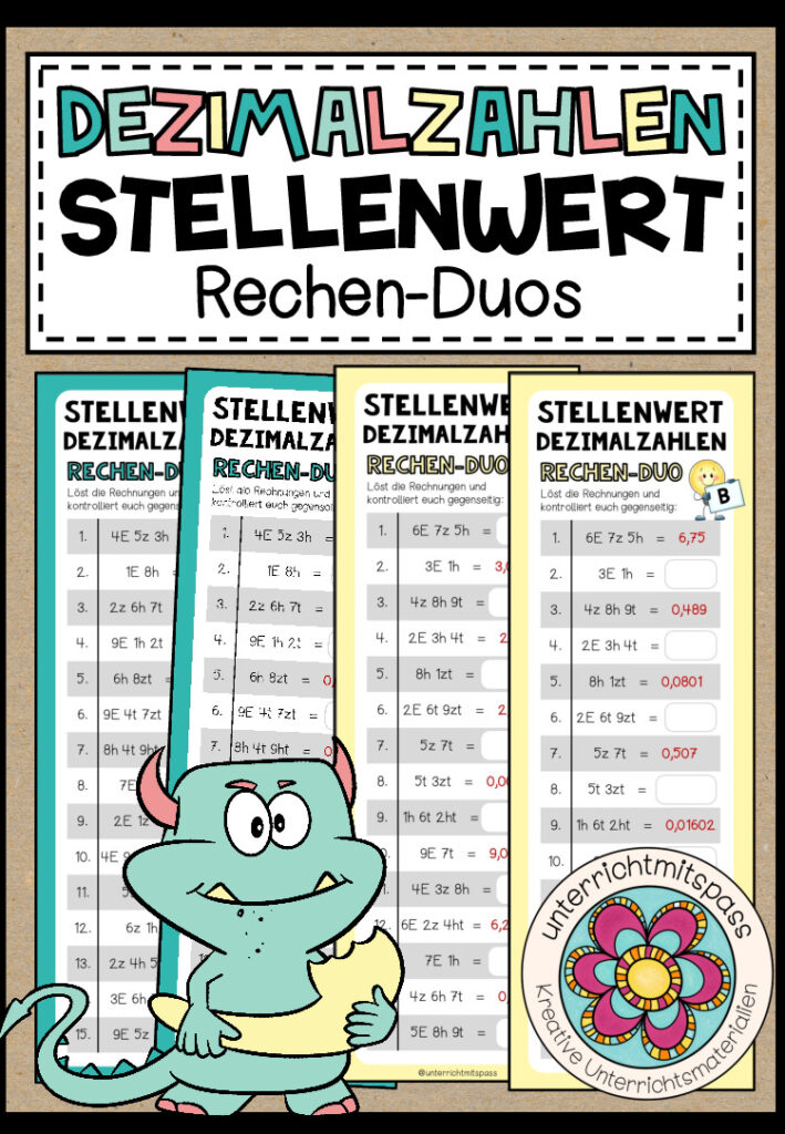 DEZIMALZAHLEN (Stellenwert) – 3 Rechen-Duos