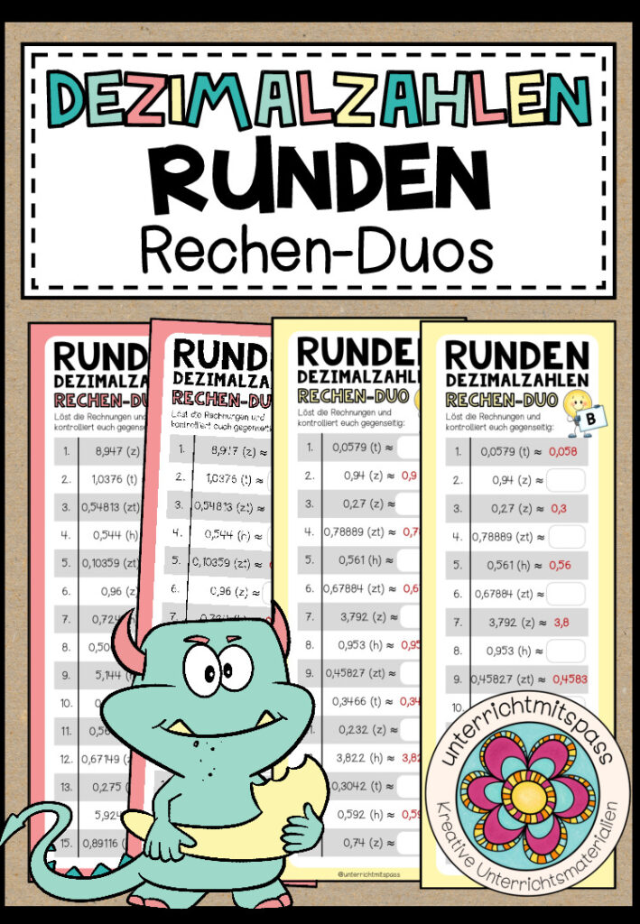 DEZIMALZAHLEN RUNDEN – 3 Rechen-Duos