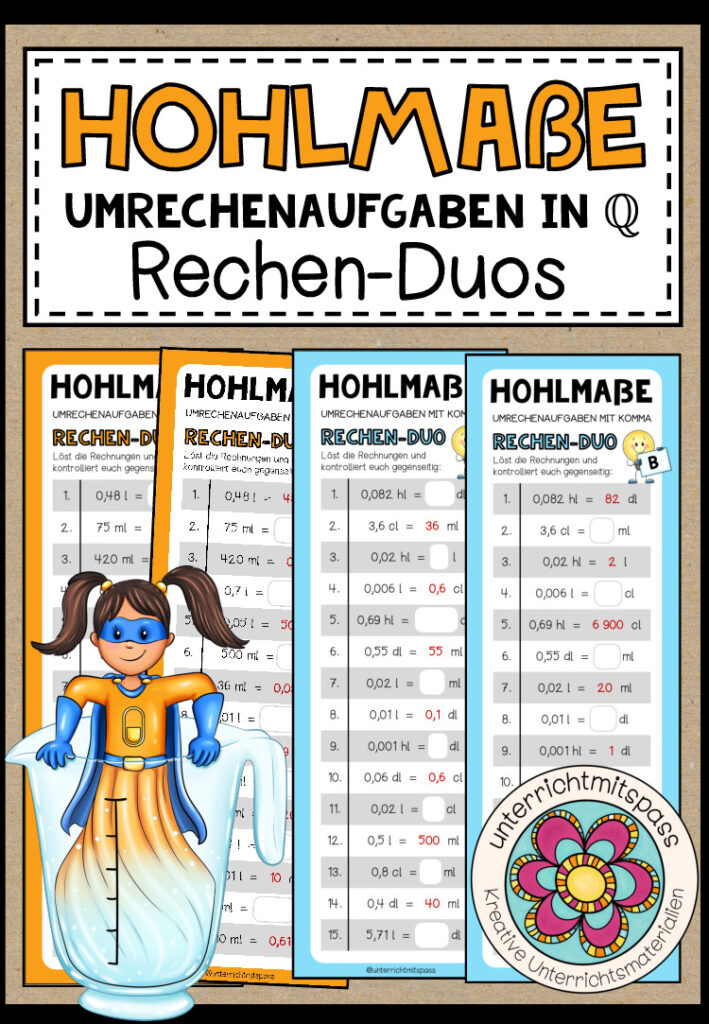 HOHLMAßE (Umrechenaufgaben in Q) – 3 Rechen-Duos