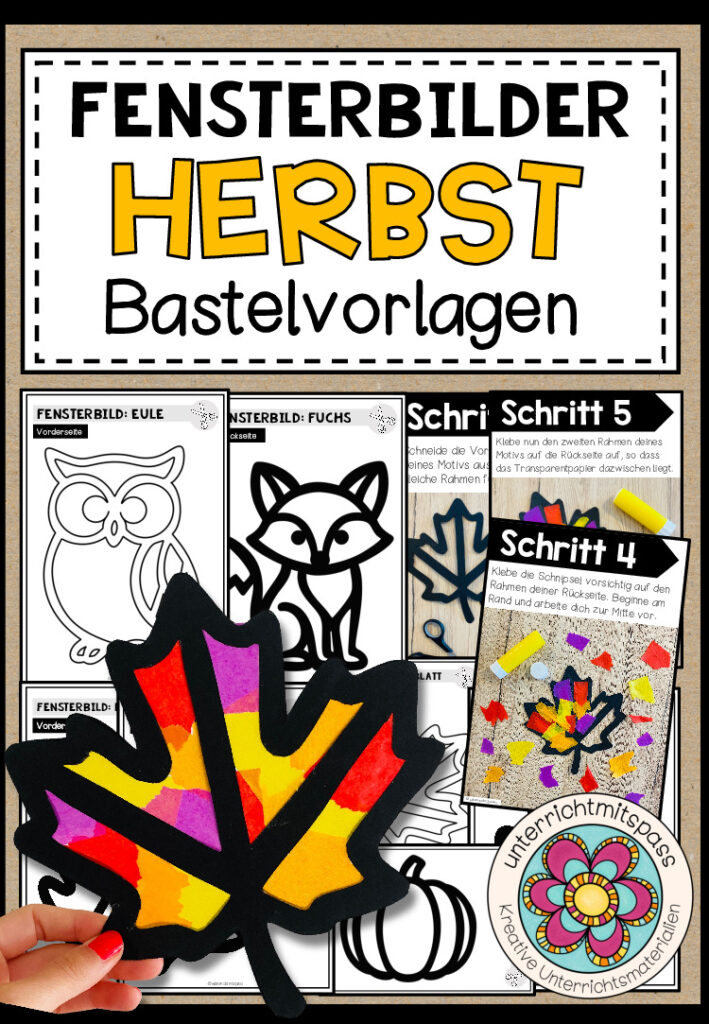 Herbst – Fensterbilder (verschiedene Bastelvorlagen)