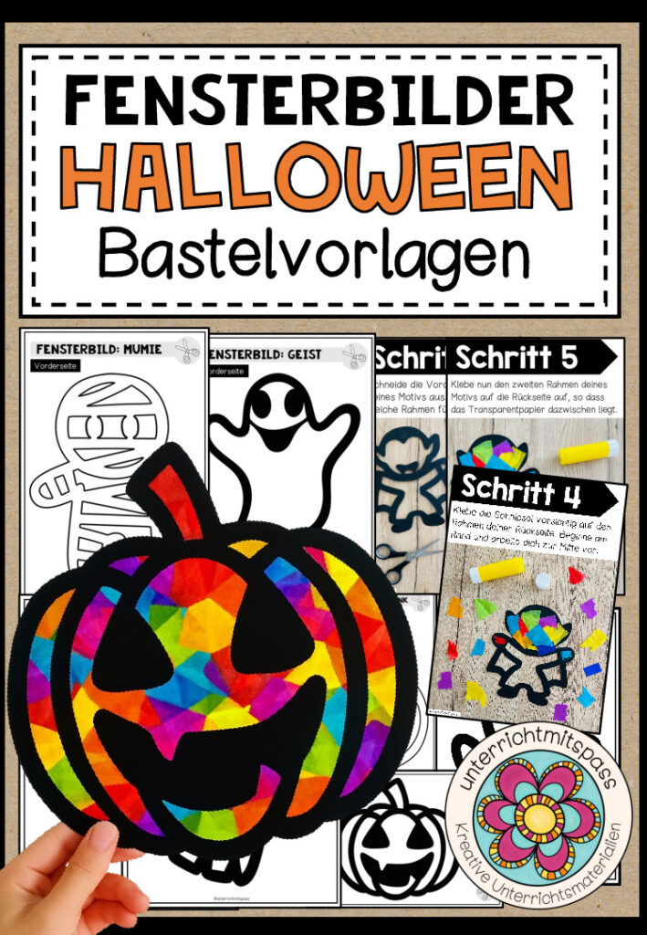 Halloween – Fensterbilder (verschiedene Bastelvorlagen)