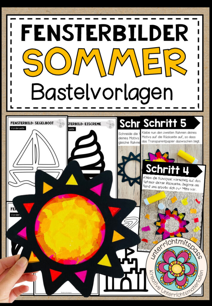 Sommer – Fensterbilder (verschiedene Bastelvorlagen)