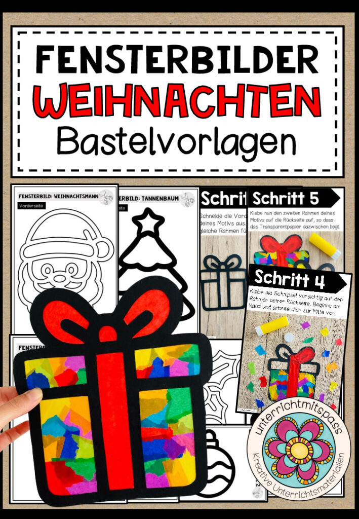 Weihnachten – Fensterbilder (verschiedene Bastelvorlagen)