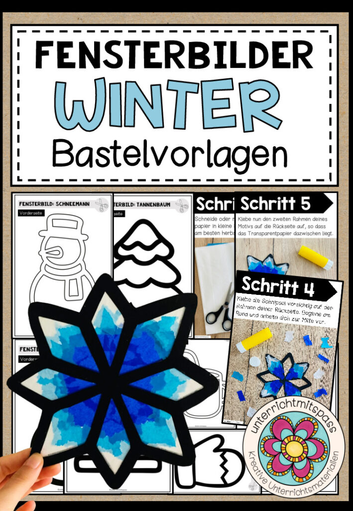 Winter – Fensterbilder (verschiedene Bastelvorlagen)