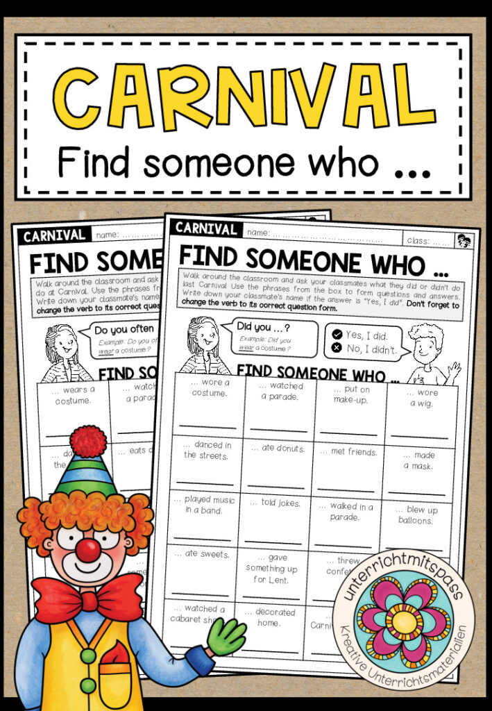 CARNIVAL – Find someone who (Bingo)