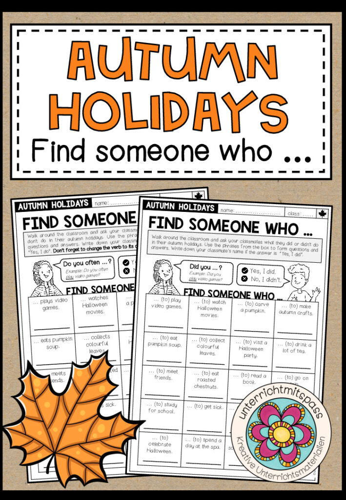AUTUMN HOLIDAYS – Find someone who … (Bingo)