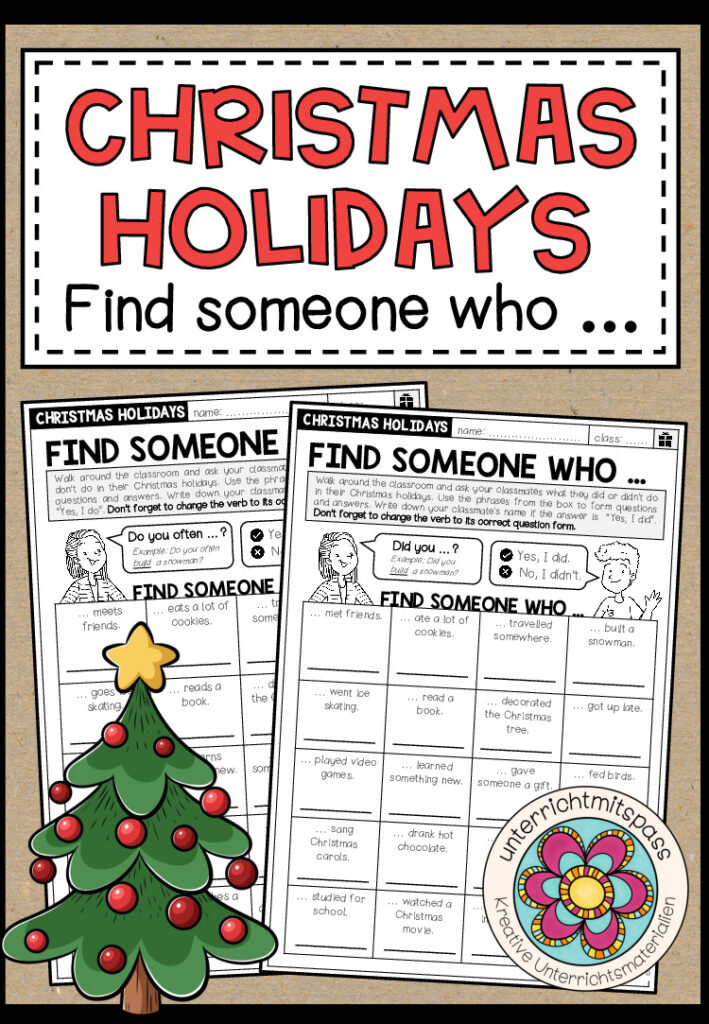 CHRISTMAS HOLIDAYS – Find someone who … (Bingo)