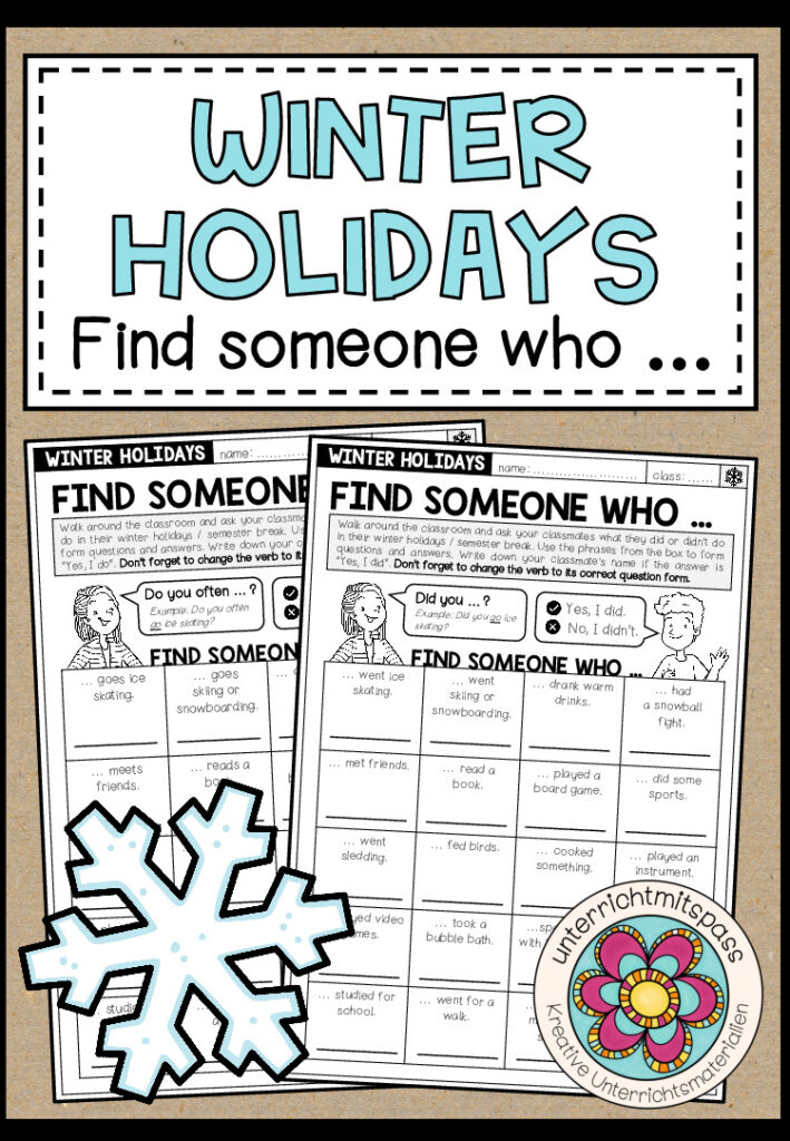 WINTER HOLIDAYS – Find someone who … (Bingo)