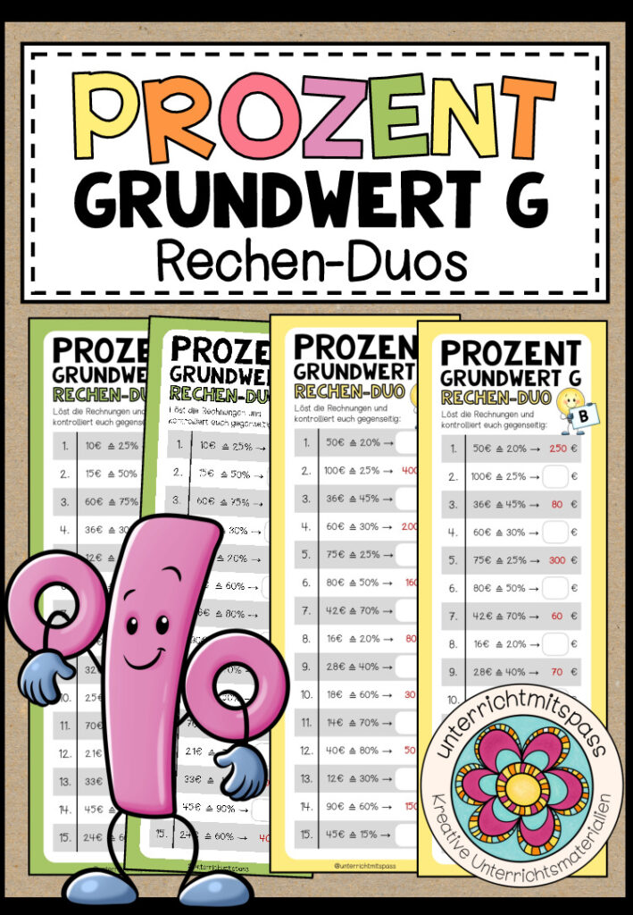 PROZENTRECHNUNG (Grundwert G) – 3 Rechen-Duos