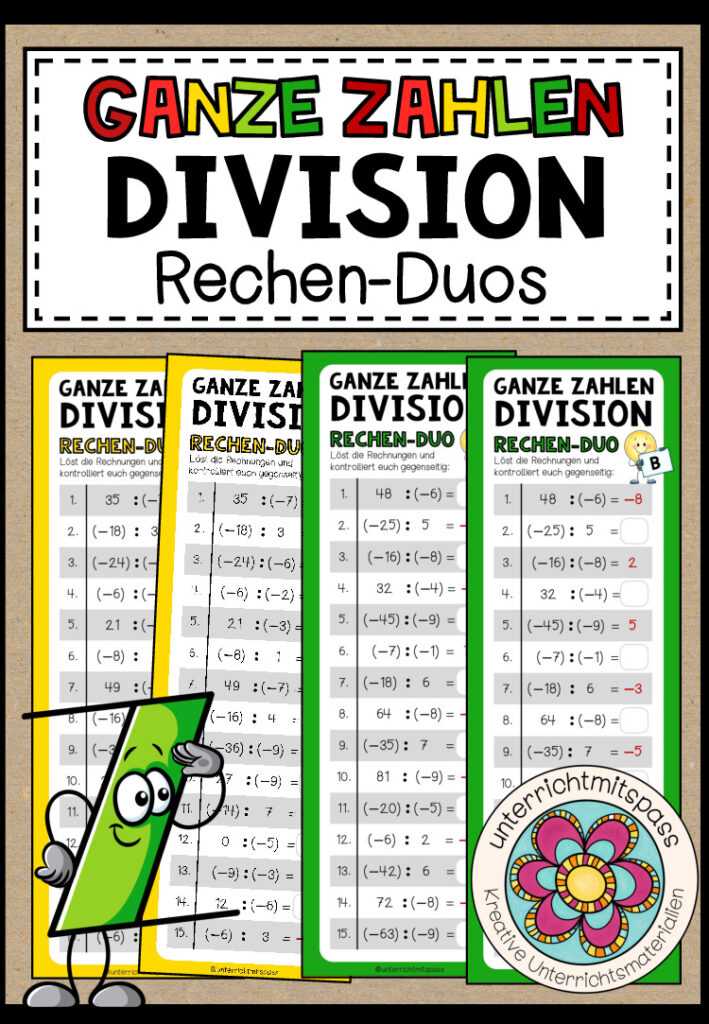 GANZE ZAHLEN (Division) – 3 Rechen-Duos
