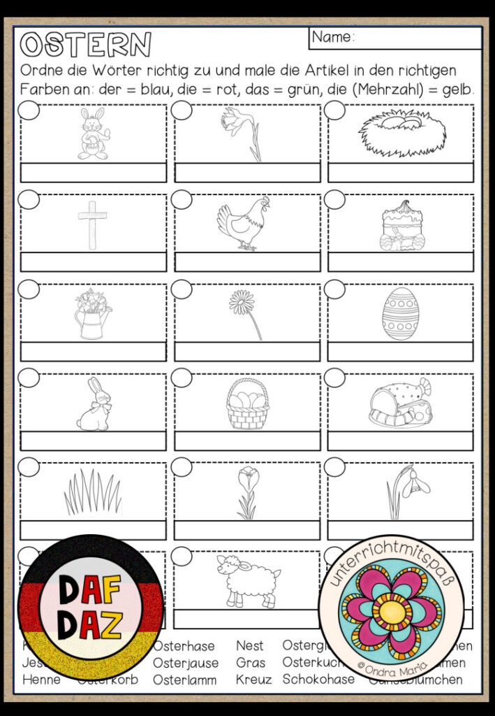 OSTERN – Arbeitsblatt (DAF/DAZ)