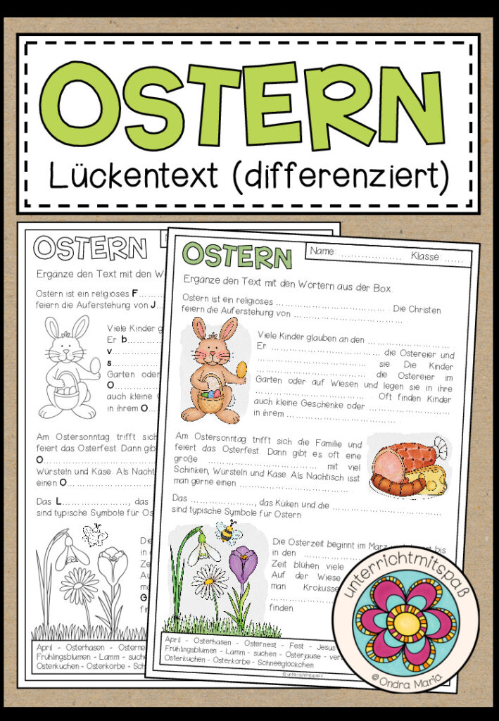 OSTERN – Lückentext (2-fach differenziert)