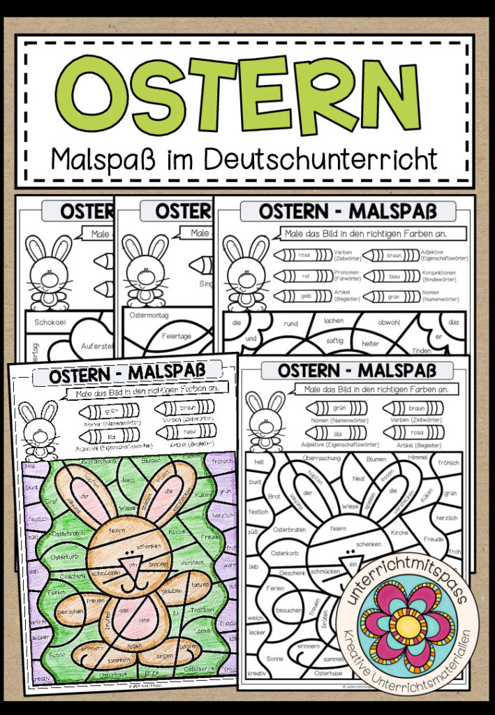 OSTERN – Malspaß im Deutschunterricht (Artikel, Wortarten, Singular und Plural)
