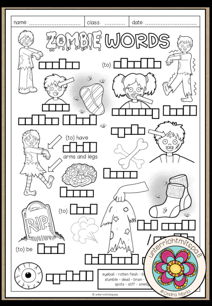 Zombie Words – Vocabulary Worksheet