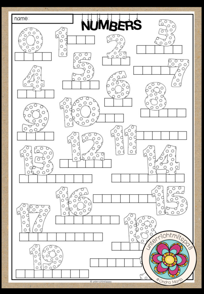 Numbers 1-20 – Working on words