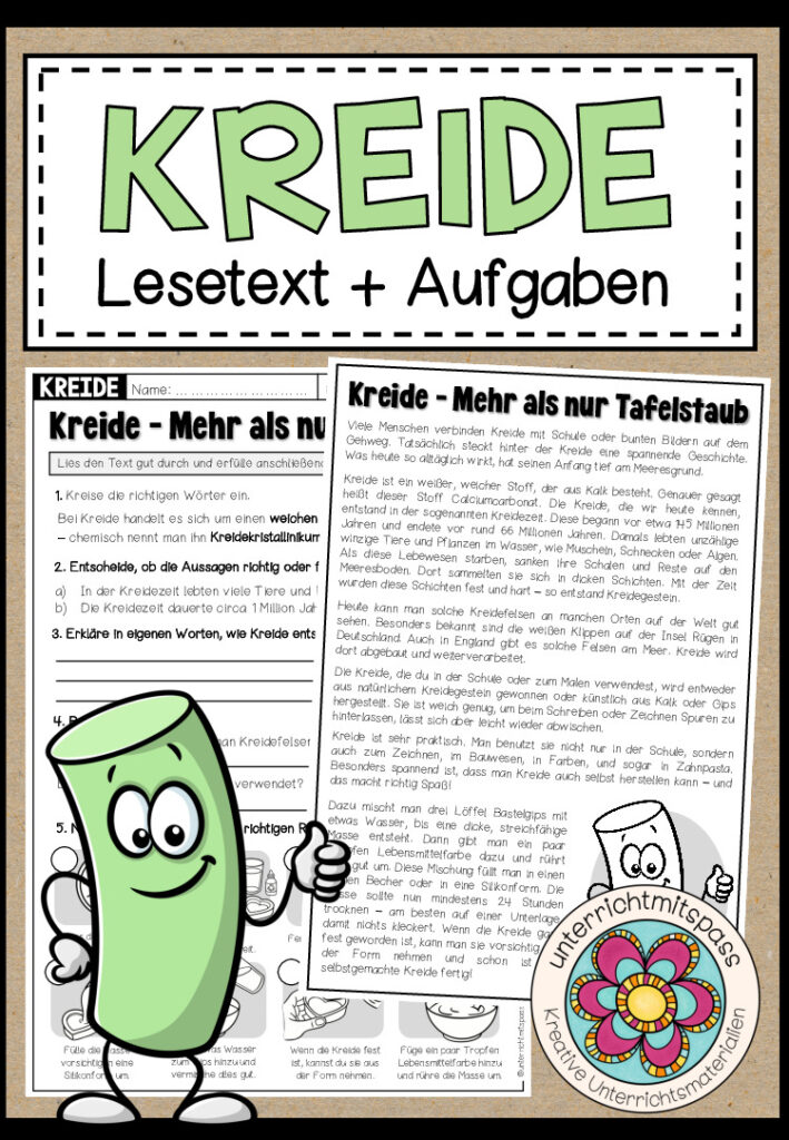 Kreide – mehr als nur Tafelstaub (Lesetext + Arbeitsblatt)