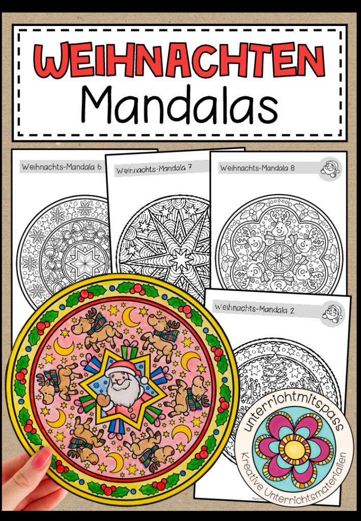 Weihnachten – Mandalas (8 Malvorlagen)
