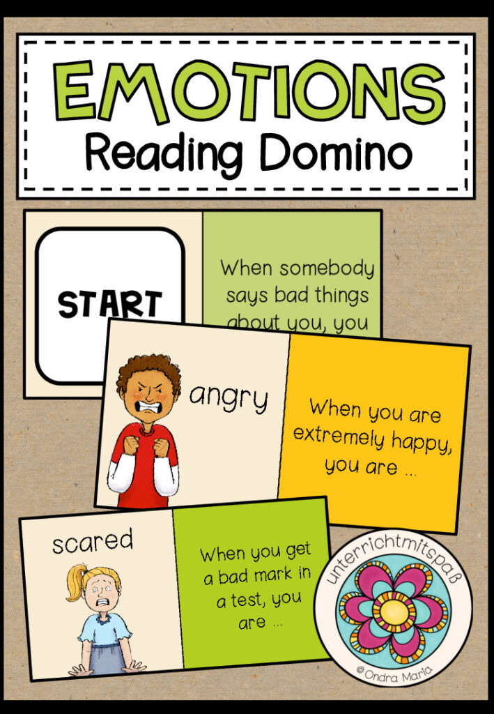 EMOTIONS and FEELINGS – Reading Domino (2-fach differenziert)