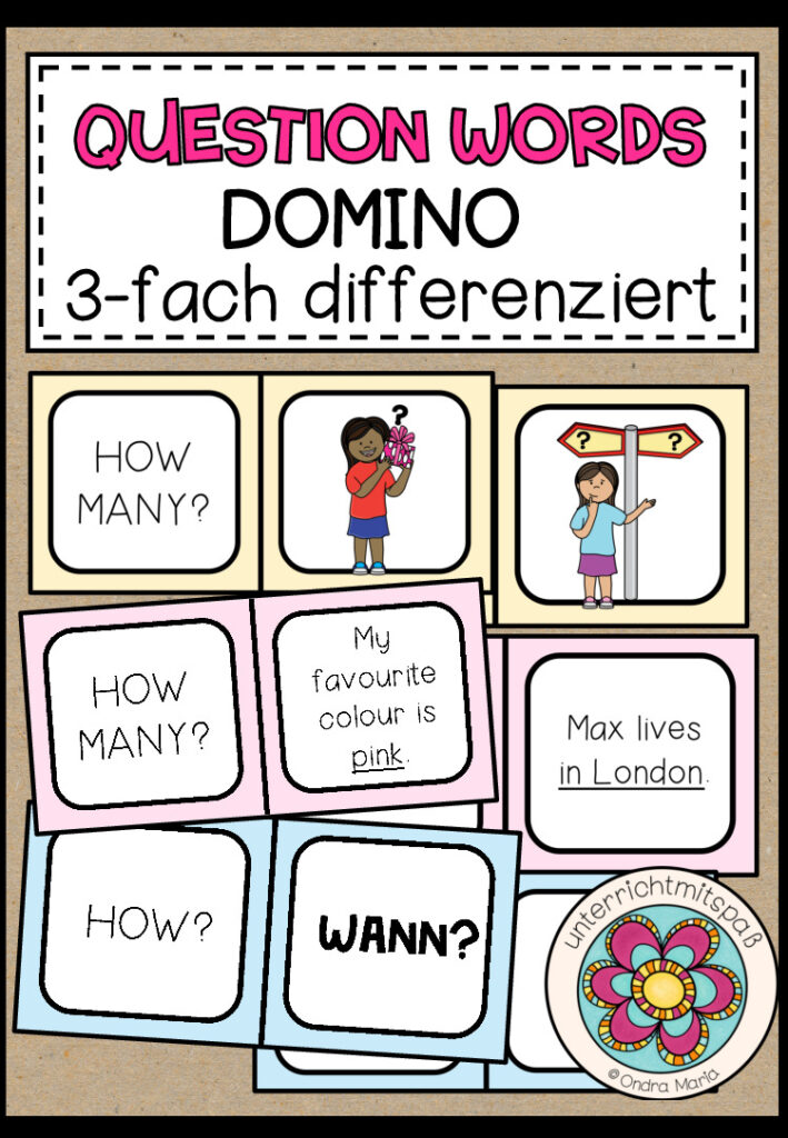 QUESTION WORDS – Domino (3-fach differenziert) 3 Spiele