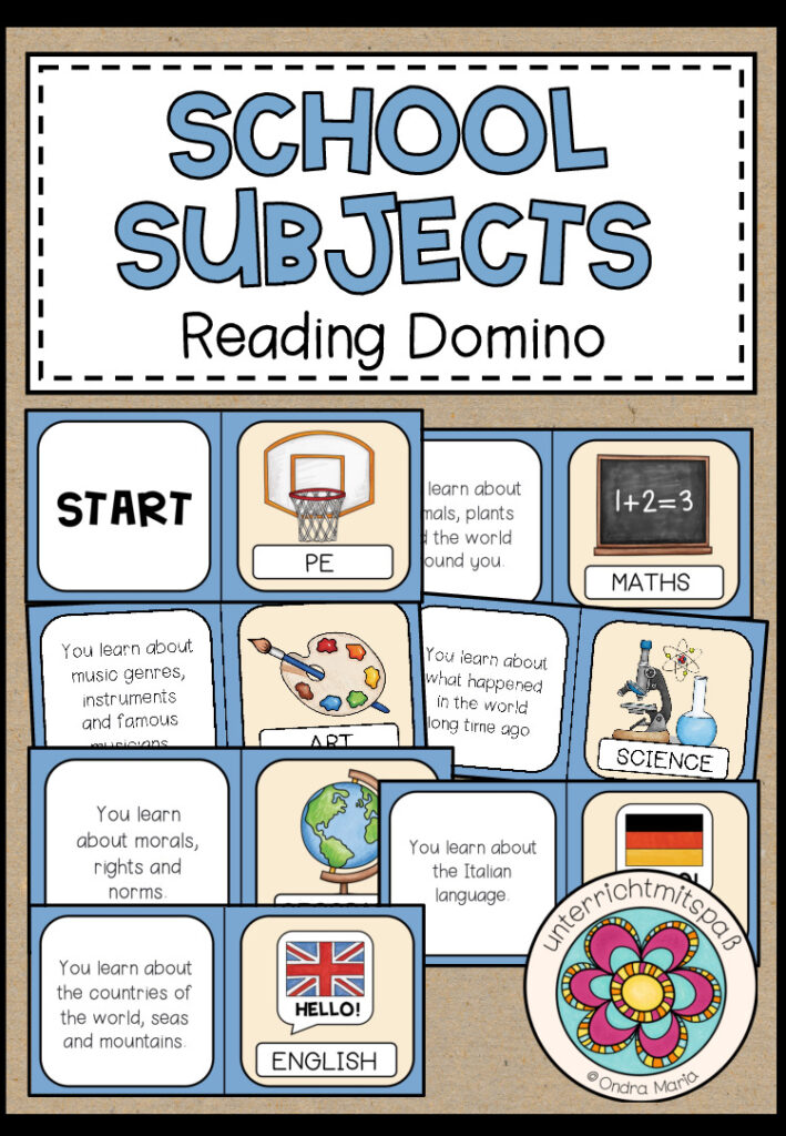 School Subjects – Reading Domino
