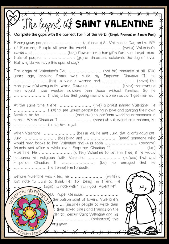 The Legend of Saint Valentine – Simple Present vs Past Simple (Grammar)