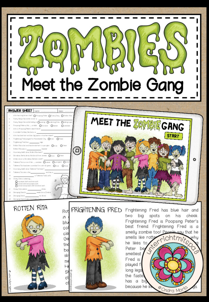 Meet the Zombie Gang – Reading Comprehensions (analog und interaktiv)