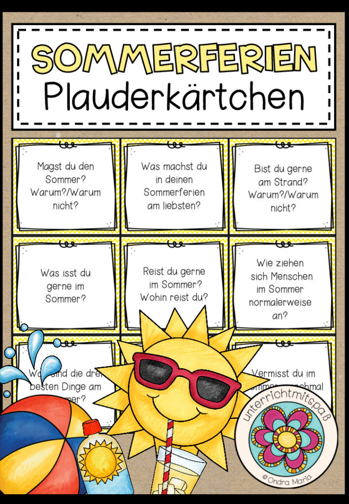 MEINE SOMMERFERIEN – Plauderkärtchen