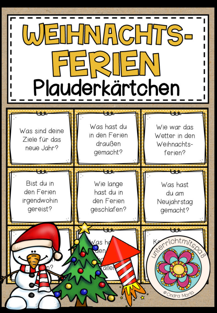 MEINE WEIHNACHTSFERIEN – Plauderkärtchen