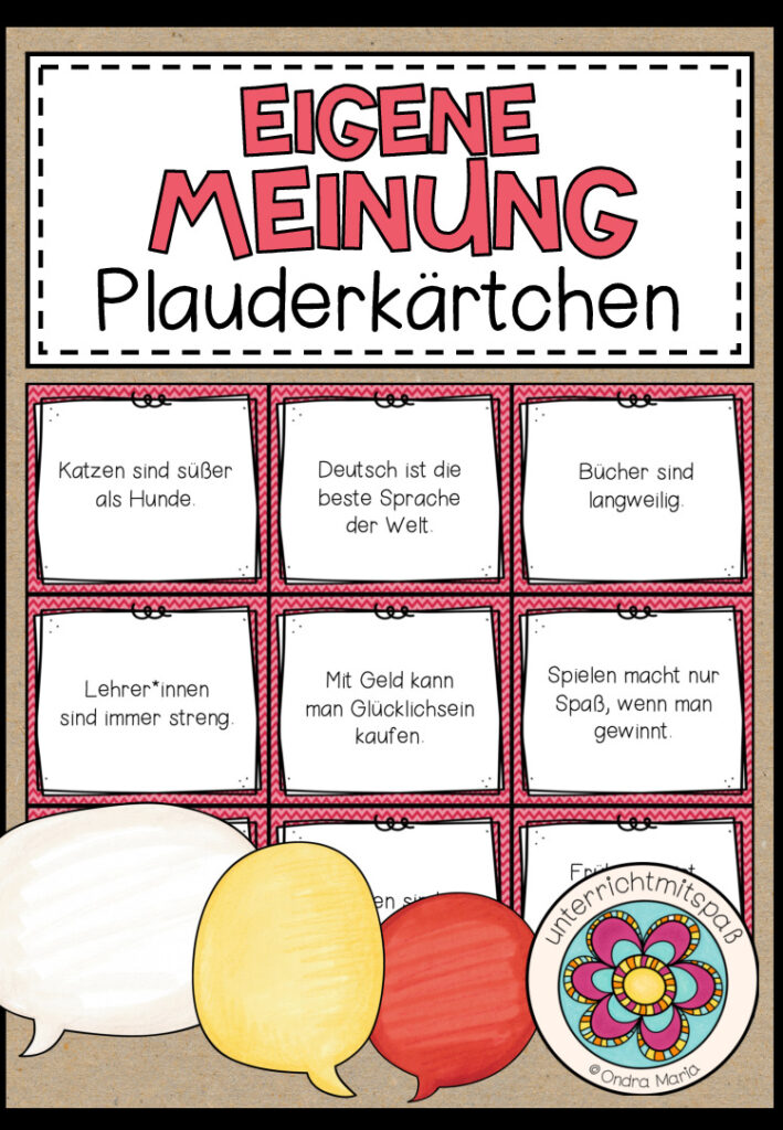 SEINE EIGENE MEINUNG SAGEN – Plauderkärtchen