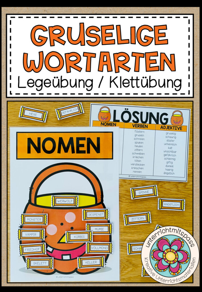 Gruselige Wortarten – Legeübung / Klettübung