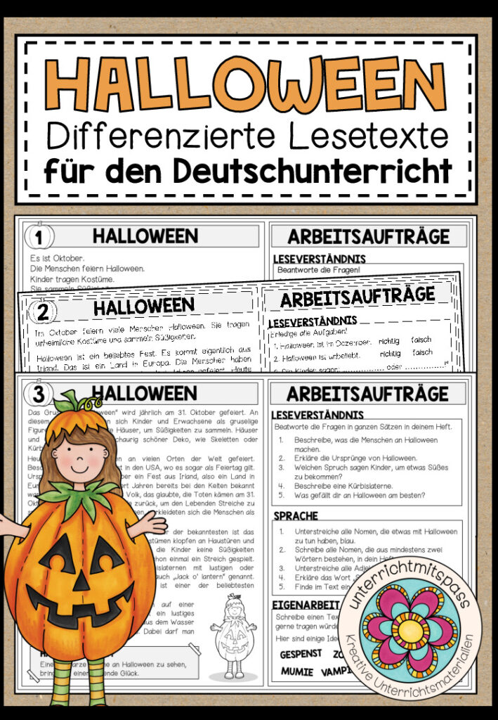 HALLOWEEN – Lesetexte (für den Deutschunterricht) 3-fach differenziert