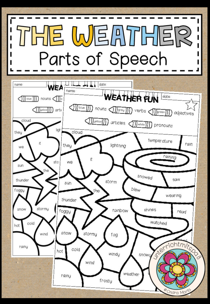 The weather – Colouring fun (parts of speech)