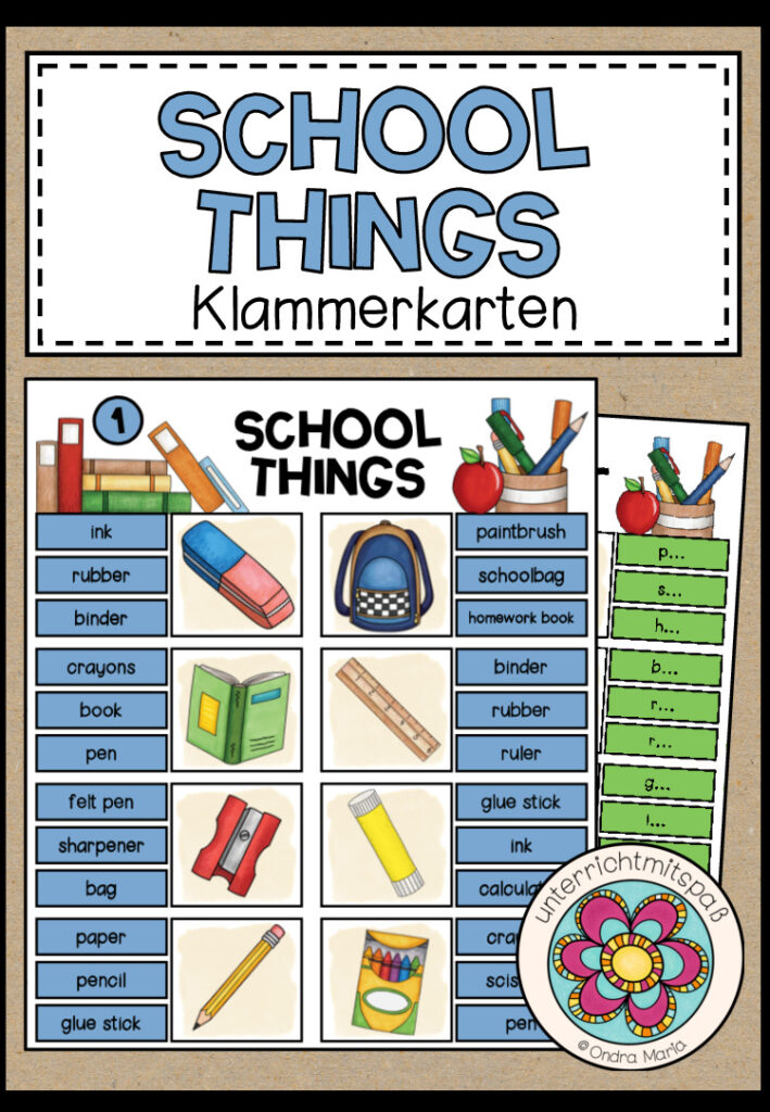 School things – Klammerkarten (2-fach differenziert)
