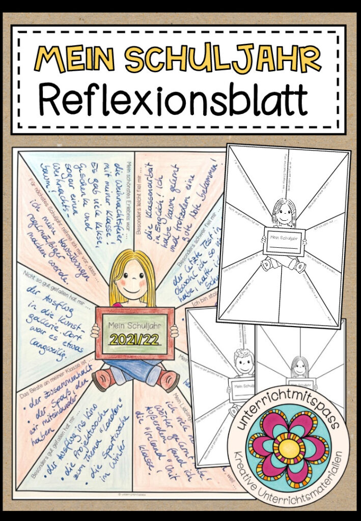 Mein Schuljahr – Reflexionsblatt (mehrere Vorlagen)