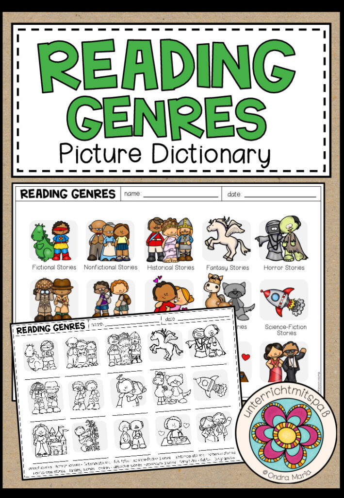 Reading Genres – Picture Dictionary (+Worksheet)