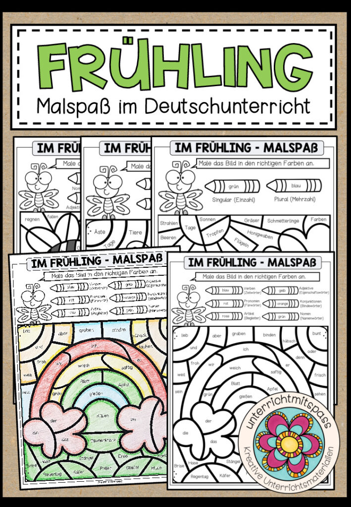 FRÜHLING – Malspaß im Deutschunterricht (Artikel, Wortarten, Singular und Plural)