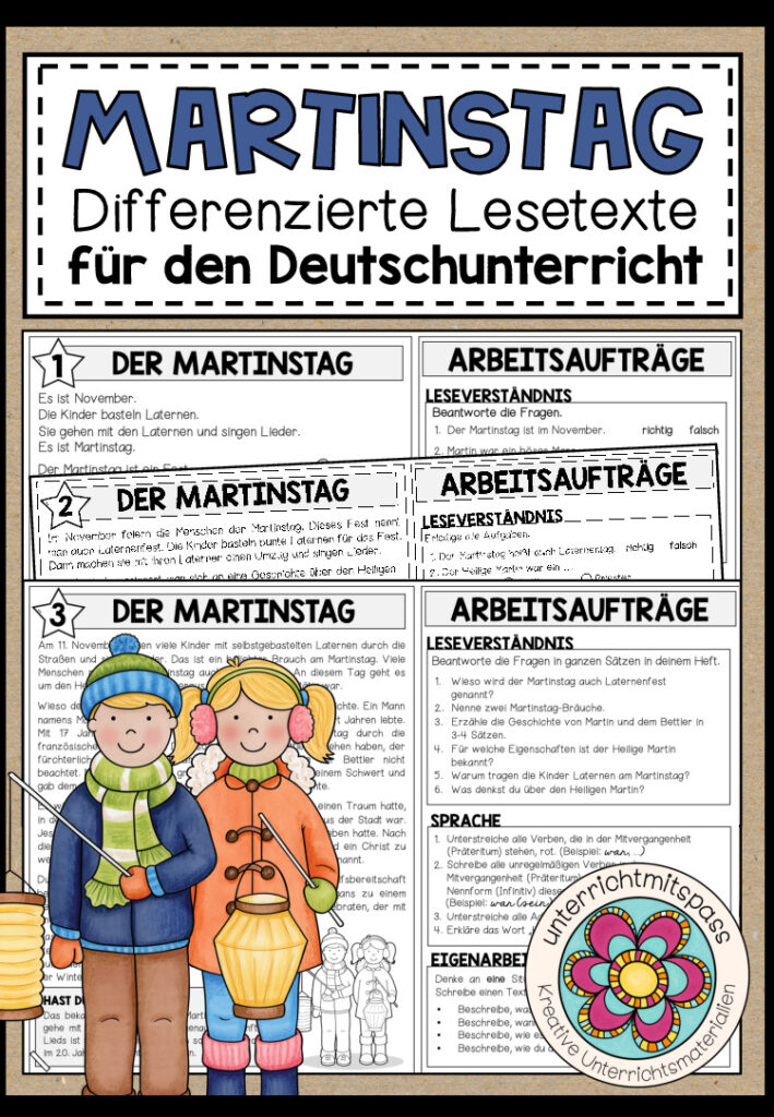 Der Martinstag (Sankt Martin) – Lesetexte (für den Deutschunterricht) 3-fach differenziert + Zusatzaufgaben