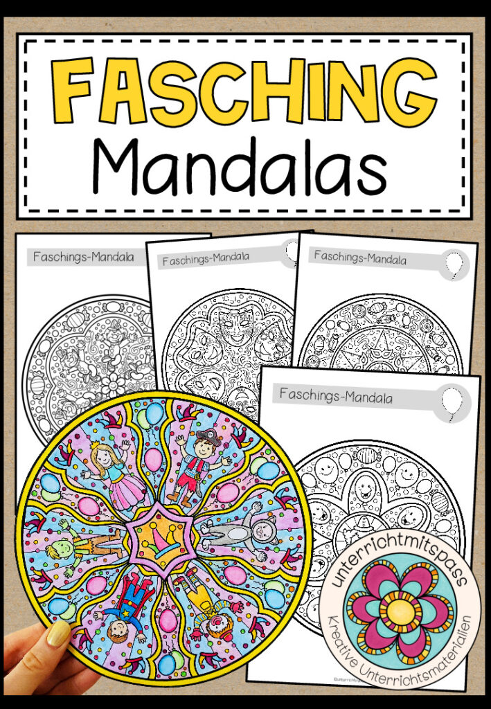 KARNEVAL / FASCHING – Mandalas (5 Malvorlagen)