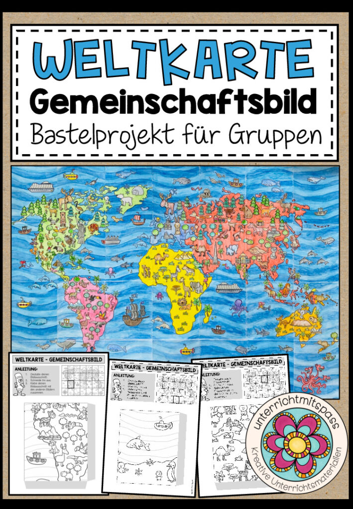 Weltkarte – Gemeinschaftsbild (Kooperatives Poster)