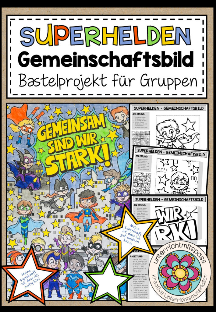 SUPERHELDEN (Gemeinsam sind wir stark!) – Gemeinschaftsbild (Kooperatives Poster)
