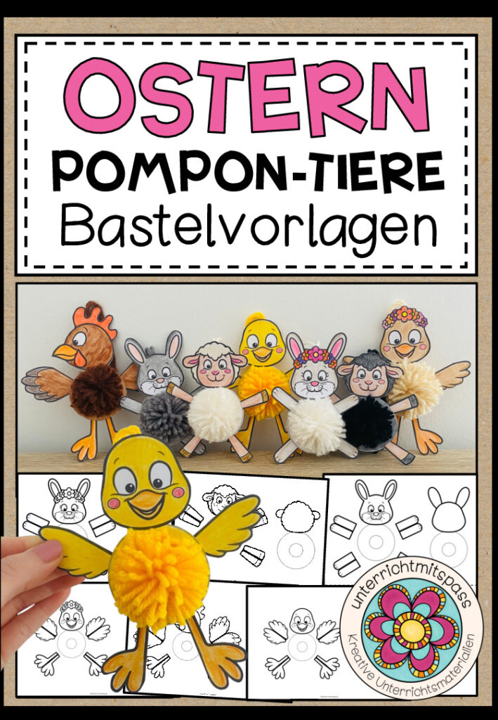 OSTERN – Pompon-Tiere (Bastelvorlagen + Anleitung)