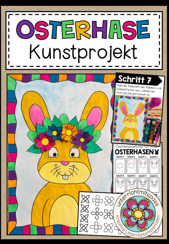 Osterhase mit 3D-Effekt – Kunstprojekt (fertig geplante Kunsteinheit)