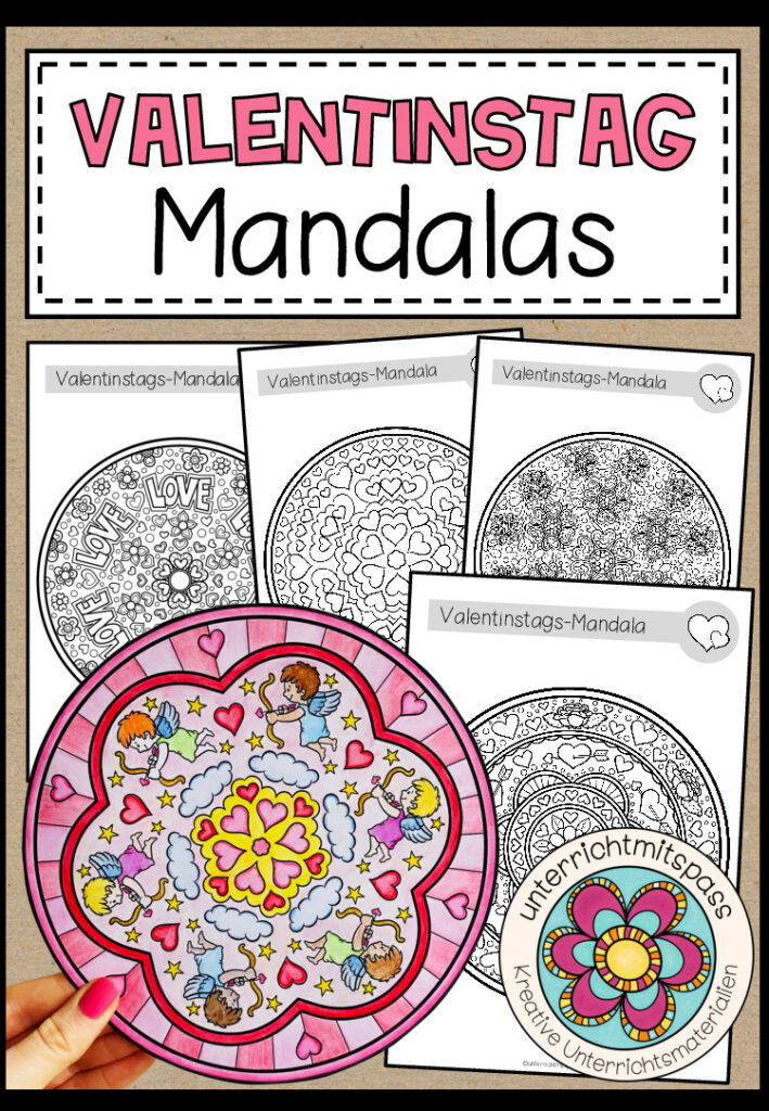 LIEBE / VALENTINSTAG – Mandalas (5 Malvorlagen)