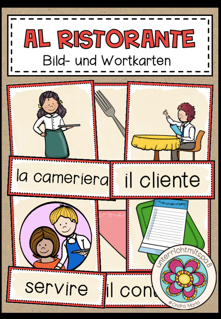 AL RISTORANTE (Im Restaurant) – Bild- und Wortkarten (Italienisch)