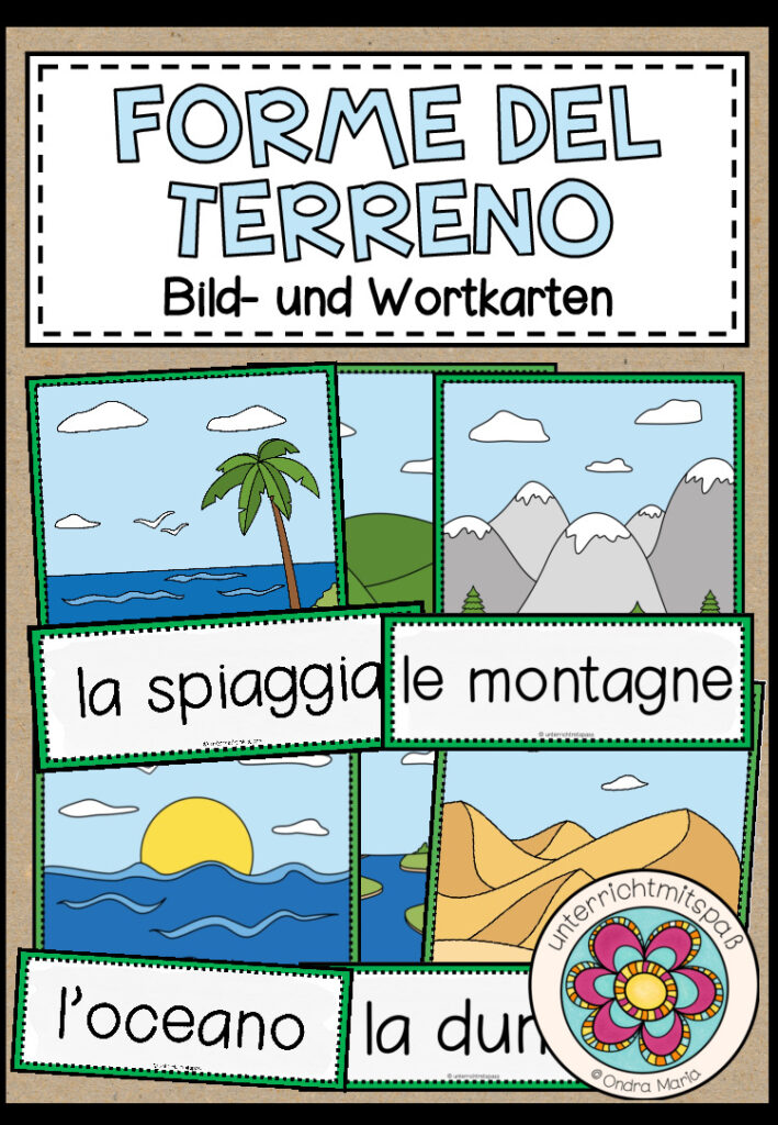 FORME DEL TERRENO (Landschaften) – Bild- und Wortkarten (Italienisch)