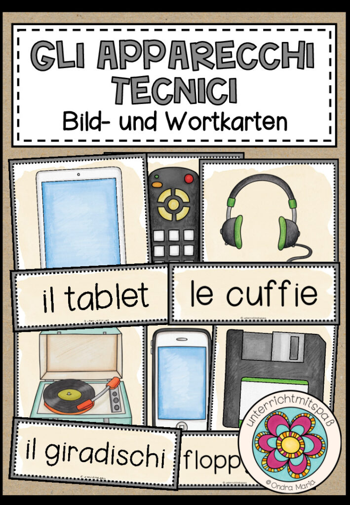 GLI APPARECCHI TECNICI (technische Geräte) – Bild- und Wortkarten (Italienisch)