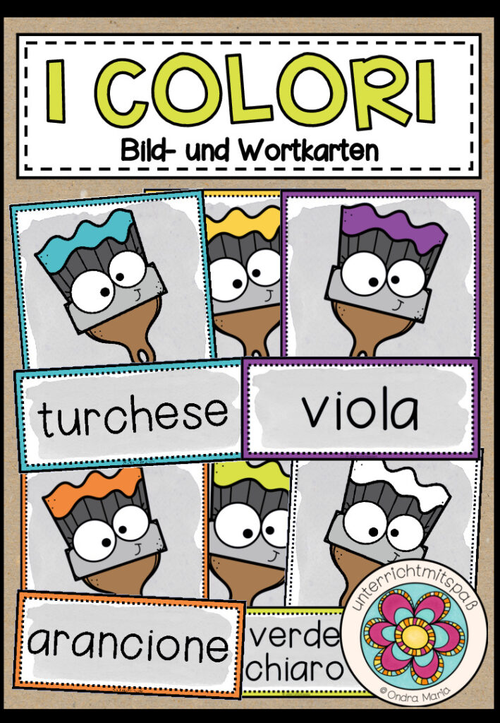 I COLORI (Farben) – Bild- und Wortkarten (Italienisch)